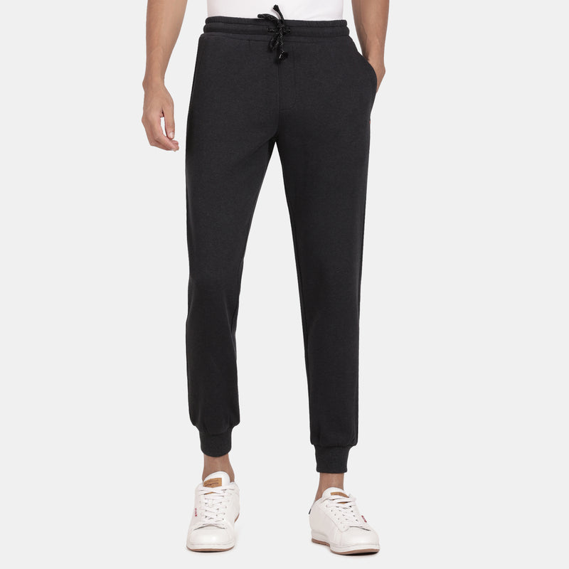 Black Melange Knitted Lower Track Pants