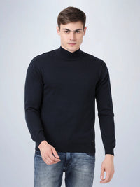 High Neck Navy Full Sleeve Pullover