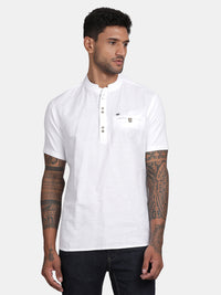 HALF SLEEVE COTTON LINEN HYBRID KURTA SHIRT