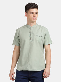 Half Sleeve Airforce Cotton Kurta Linen Shirt