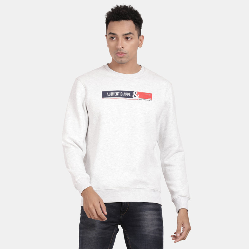 T-Base Typography Printed Cotton Sweatshirt