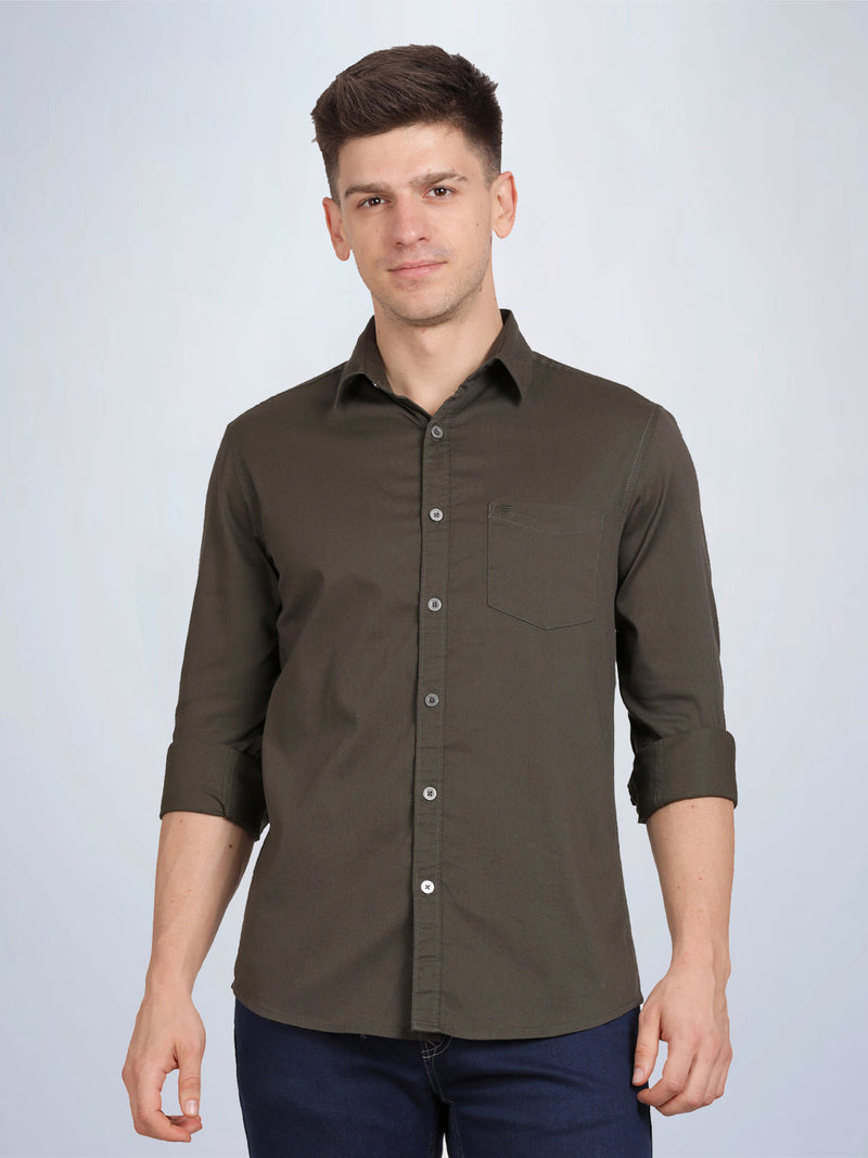 FULL SLEEVE FOREST NIGHT COTTON STRETCH SHIRT