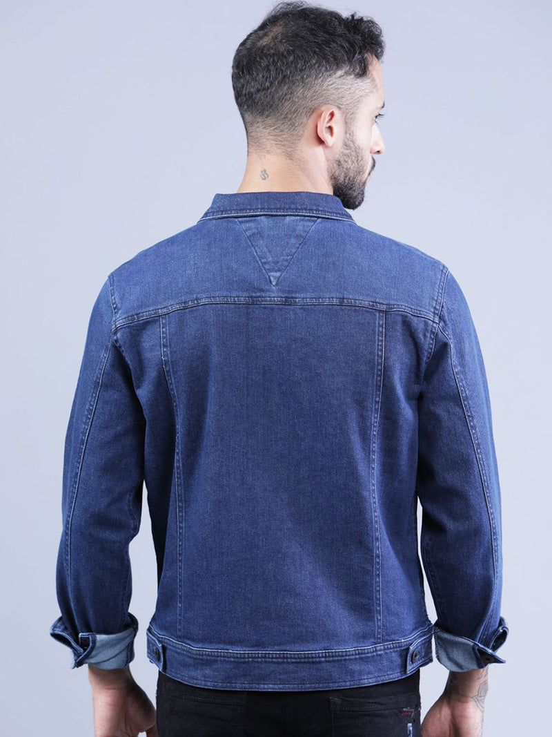 t-base Men Solid Denim Jacket