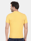 T-Base Men Yellow Solid Slim Fit Cotton T-Shirt