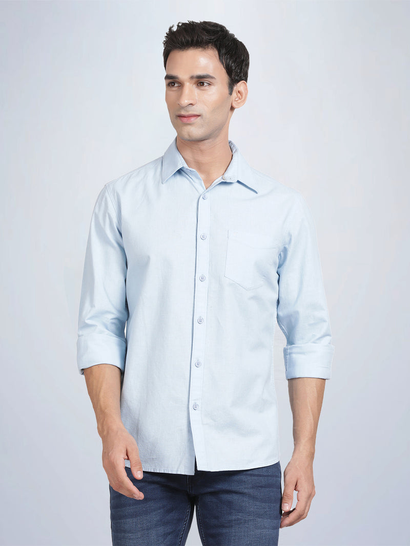 Full Sleeve Sky Blue Cotton Linen Shirt