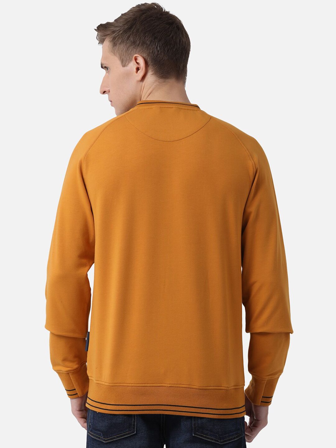 T-Base Men Mustard Yellow Pullover Sweatshirt