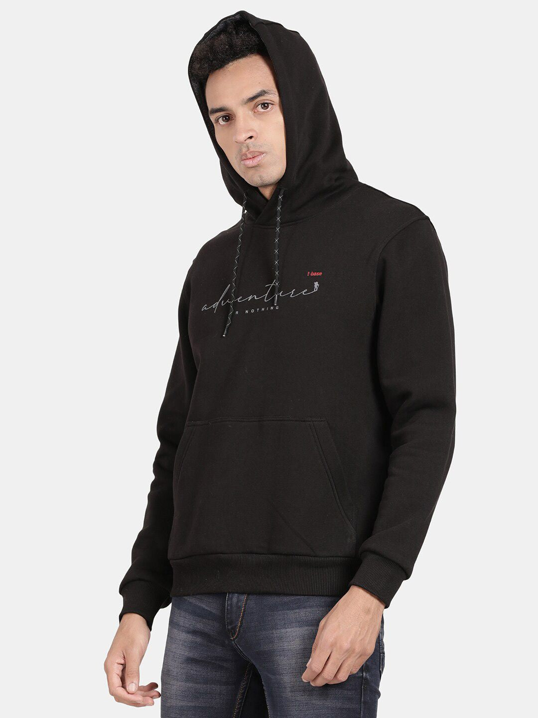 T-Base Typography Printed Hooded Cotton Sweatshirt