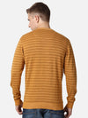 T-Base Men Orange & Black Striped Cotton Pullover