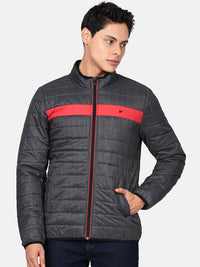 t-base Men Grey Colourblocked Lightweight Padded Jacket