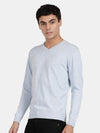 V Neck Aqua Melange Full Sleeve Pullover