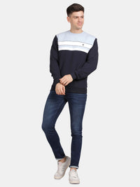 T-Base Men Round Neck Colourblocked Sweatshirt