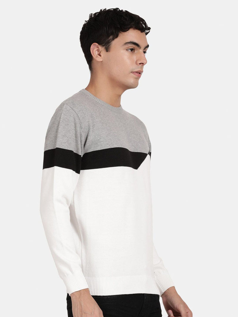 T-Base Colourblocked Cotton Pullover Sweater