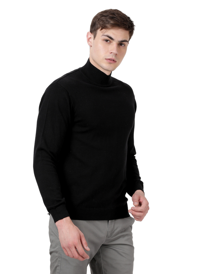 High Neck Black Full Sleeve Pullover