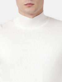 T-Base Men Solid White Pullover