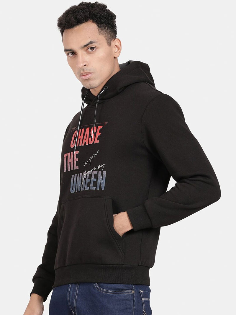 T-Base Typography Printed Hooded Cotton Sweatshirt