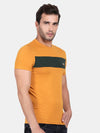 T-Base Men Plus Size Mustard Yellow & Green Slim Fit T-Shirt