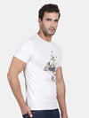 T-Base Men White Printed Cotton T-Shirt