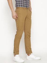 T-Base Men Brown Straight Fit Easy Wash Trousers