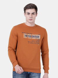 T-Base Men Brown Printed Sweatshirt