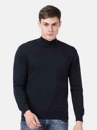 High Neck Navy Full Sleeve Pullover