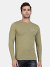 T-Base Men Olive Green Solid Slim Fit Cotton T-Shirt