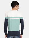 V Neck Full Sleeve Ocean Wave Color Blocked Pullover