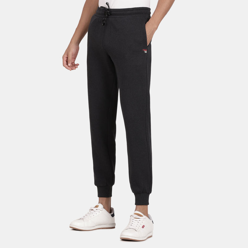 Black Melange Knitted Lower Track Pants