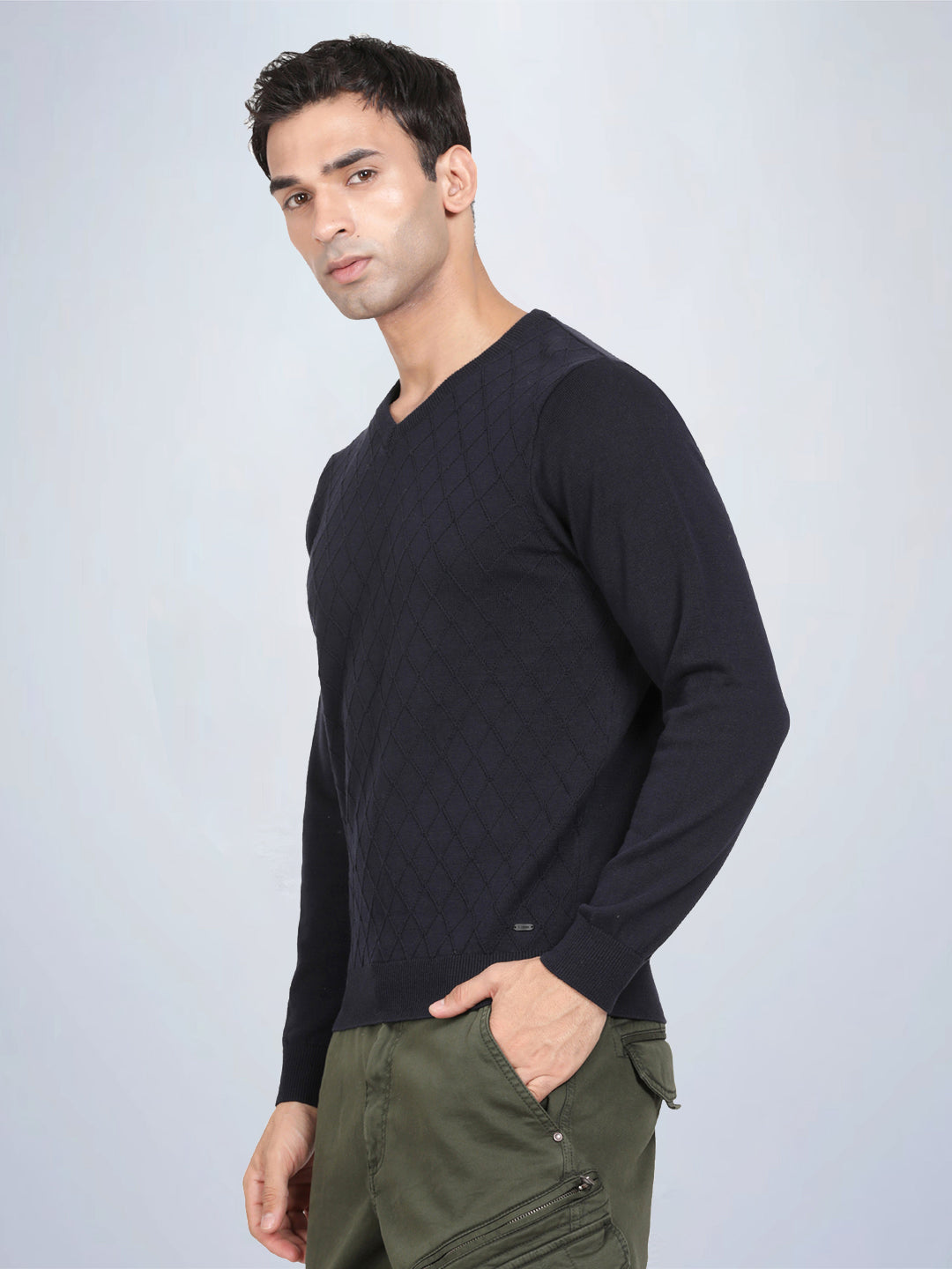 V Neck Navy Full Sleeve Pullover