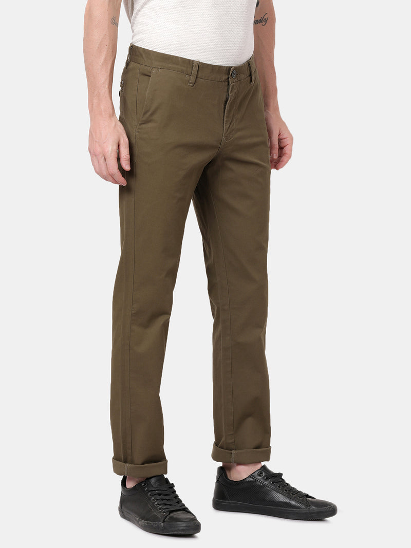 Dark Olive Cotton Twill Stretch Chino Pants