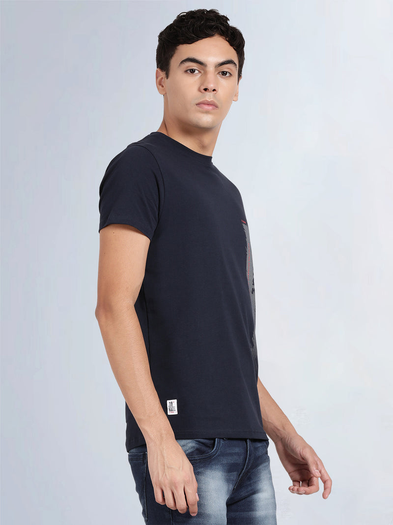 Half Sleeve Navy Crew Neck T-Shirt