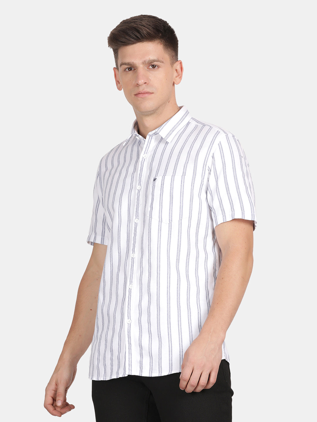 Half Sleeve White Striper Shirt