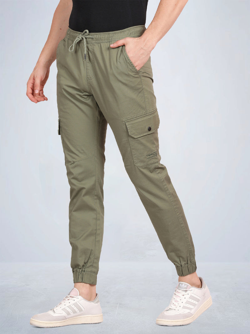 Solid Olive Cargo Joggers