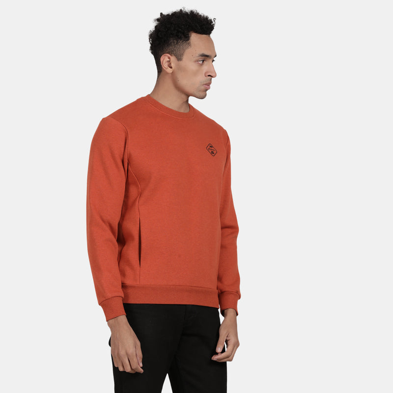 T-Base Round Neck Long Sleeves Ribbed Cotton Sweatshirt