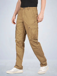 Tan Solid Cargo Pants