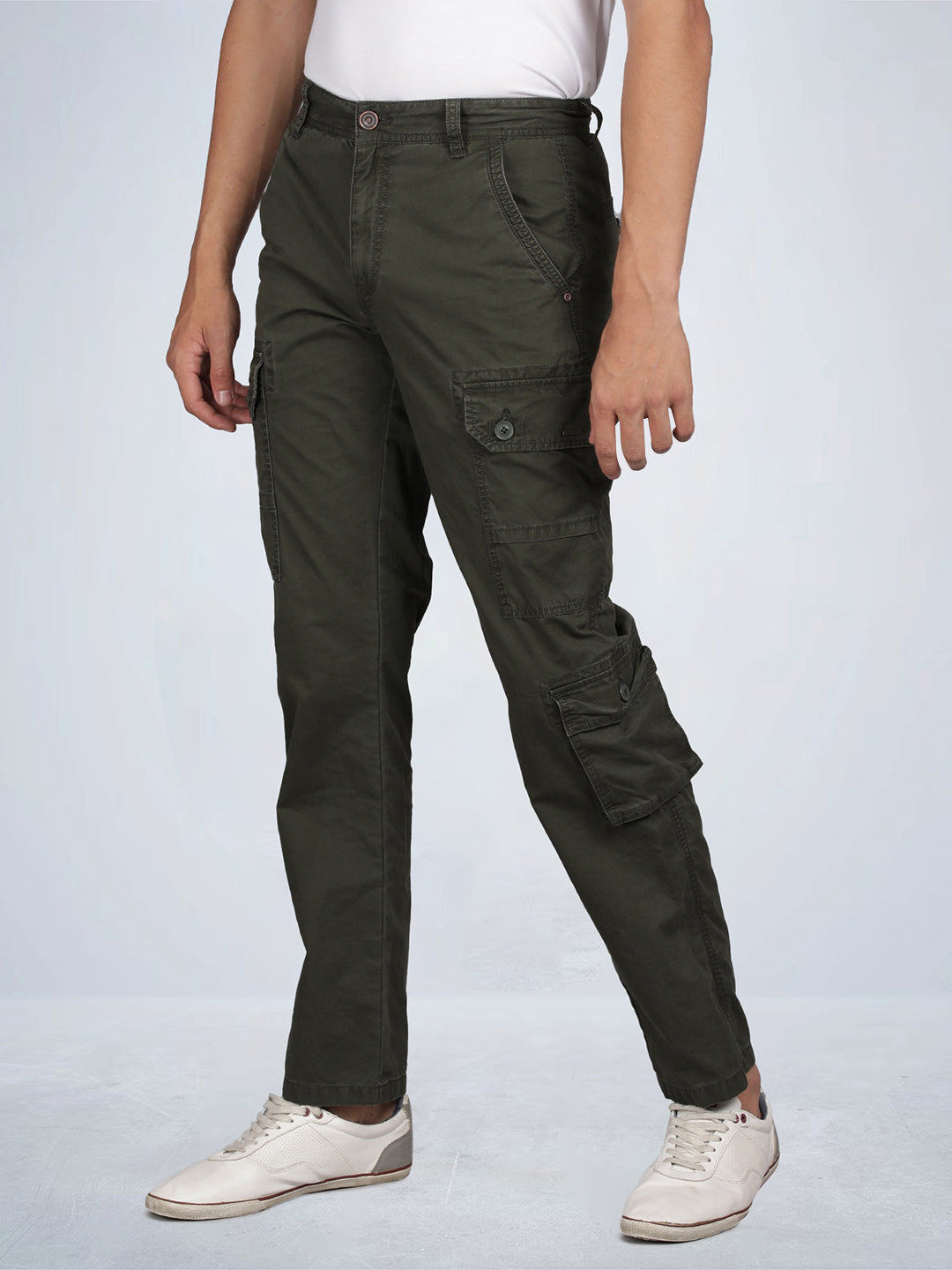 Solid Overdyed Cargo Pants