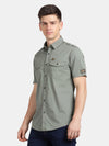 Half Sleeve Moss Green Military Shirt