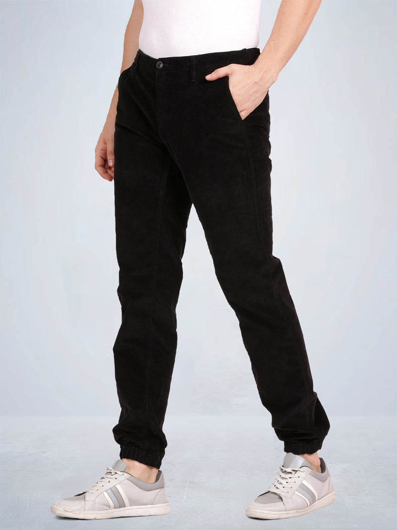 Black Chino Style Corduroy Joggers