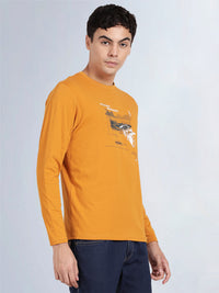 Full Sleeve Spruce Yellow Crew Neck T-Shirt