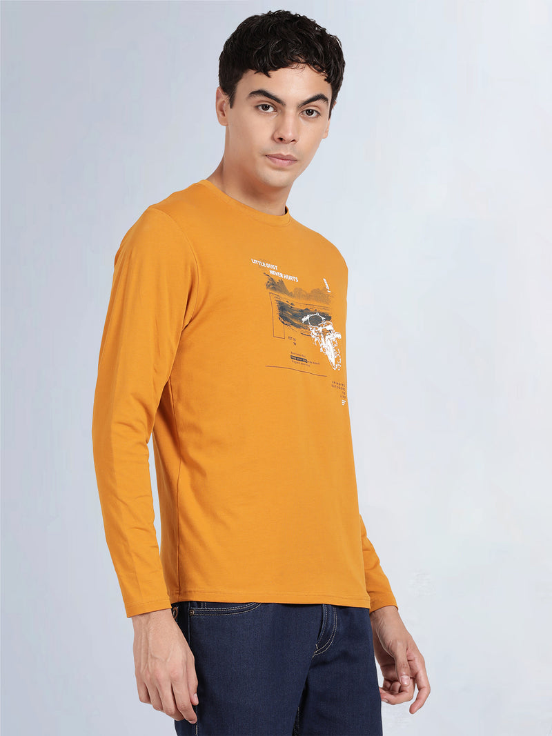 Full Sleeve Spruce Yellow Crew Neck T-Shirt