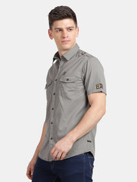 Half Sleeve Clay Military Shirt