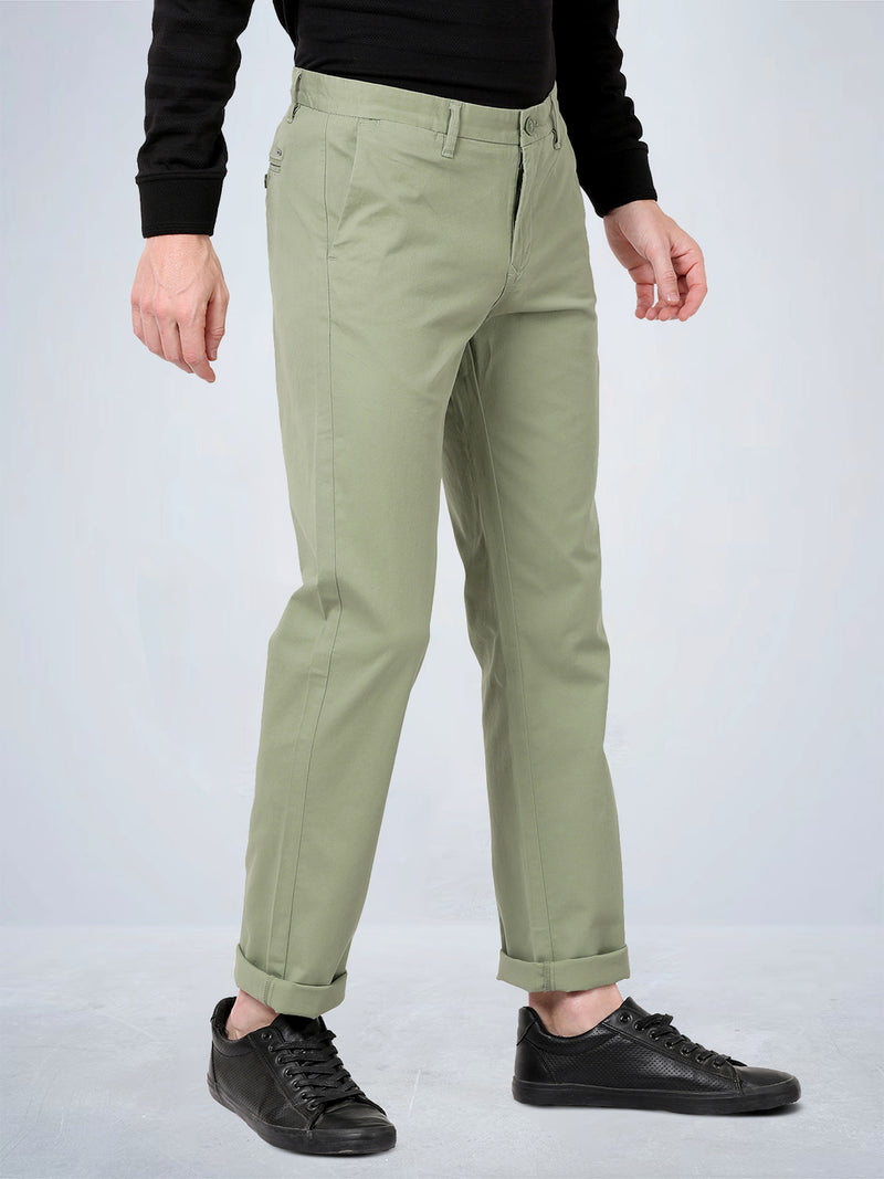 Kashmir Green Cotton Twill Stretch Chino Pants