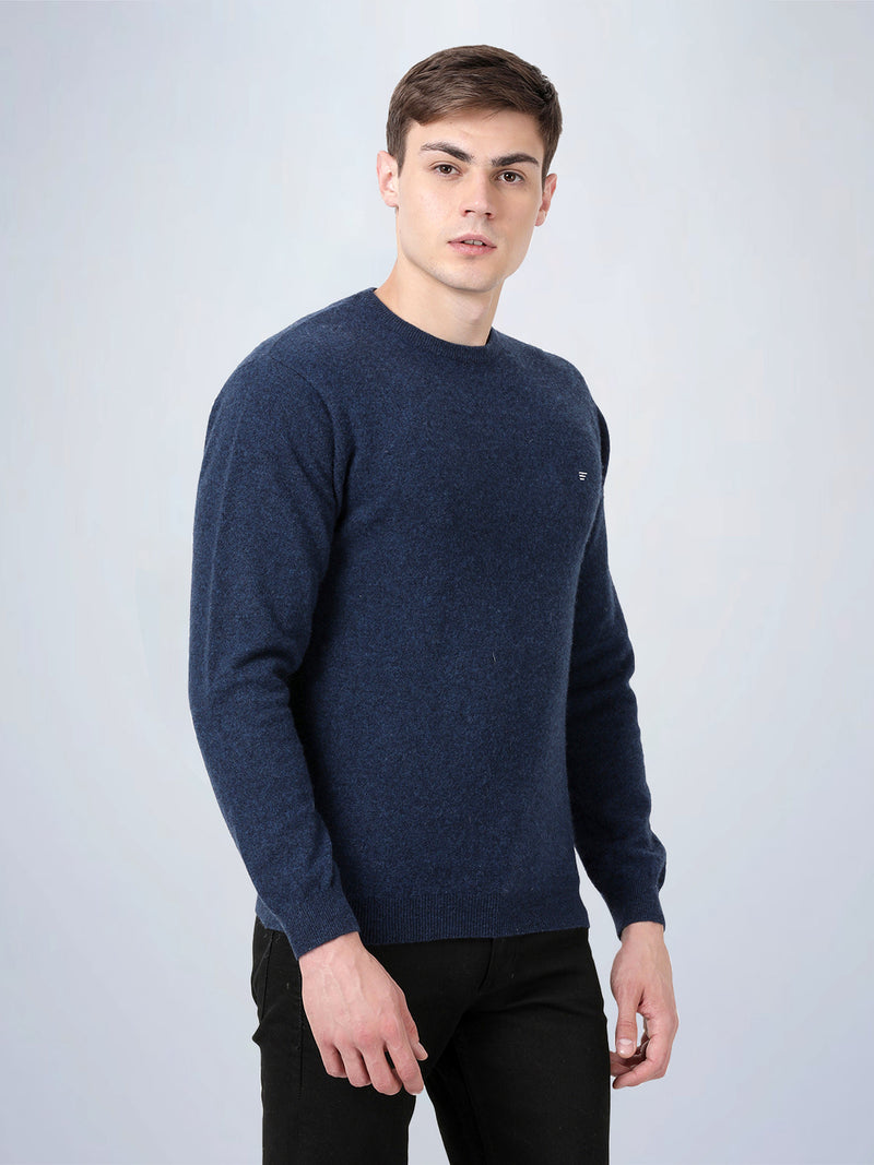 V Neck Lambswool Deep Indigo Full Sleeve Pullover