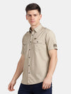 Half Sleeve Beige Military Shirt