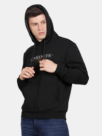 T-Base Men Typography Printed Hooded Sweatshirt