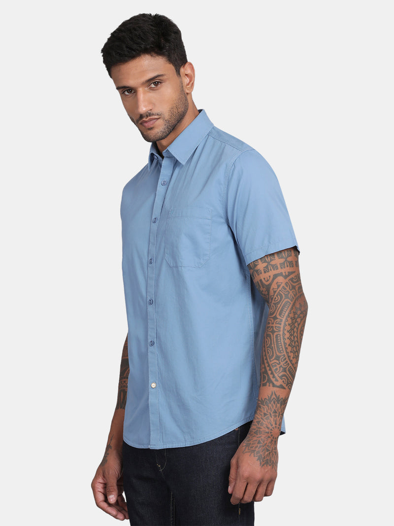 HALF SLEEVE COTTON TWILL SHIRT