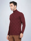 High Neck Wine Full Sleeve Pullover