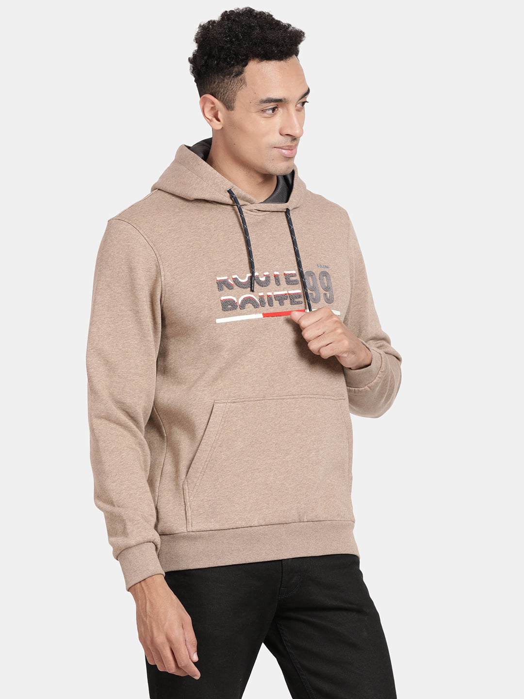 T-Base Typography Printed Hooded Pullover