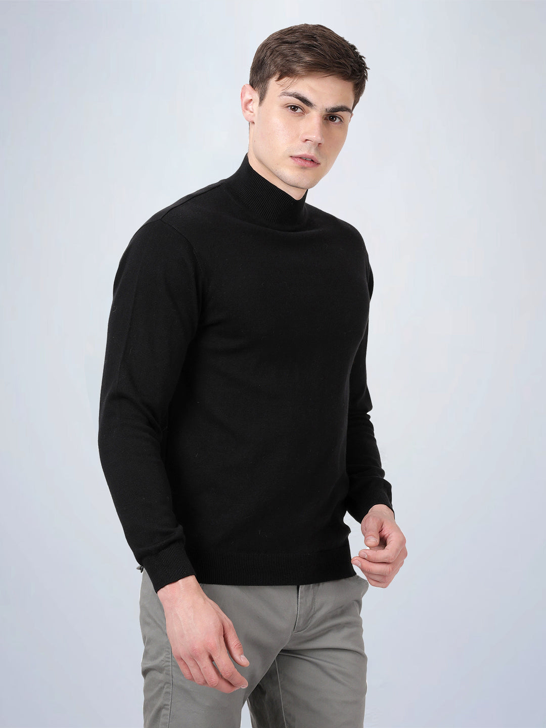 High Neck Black Full Sleeve Pullover