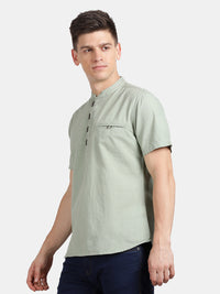 Half Sleeve Airforce Cotton Kurta Linen Shirt