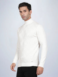 High Neck Broken White Full Sleeve Pullover